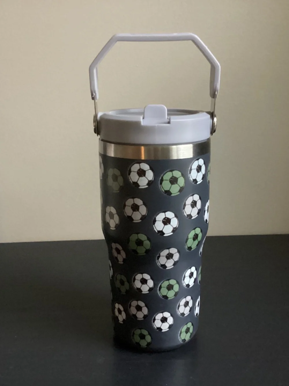 Soccer Football Stainless Steel Insulated Tumbler Water Bottle 18 - 20oz
